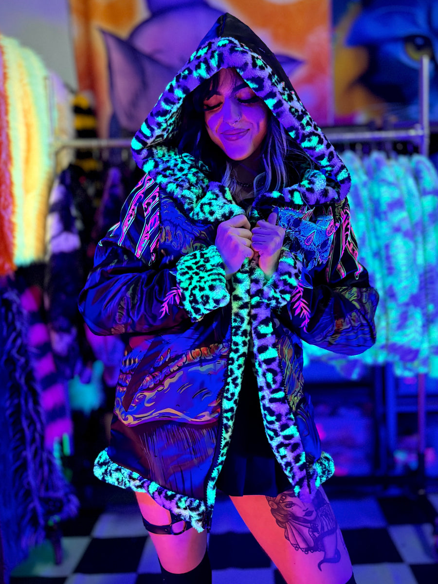 Psychedelic Great Shroom Reversible Faux Fur Jacket