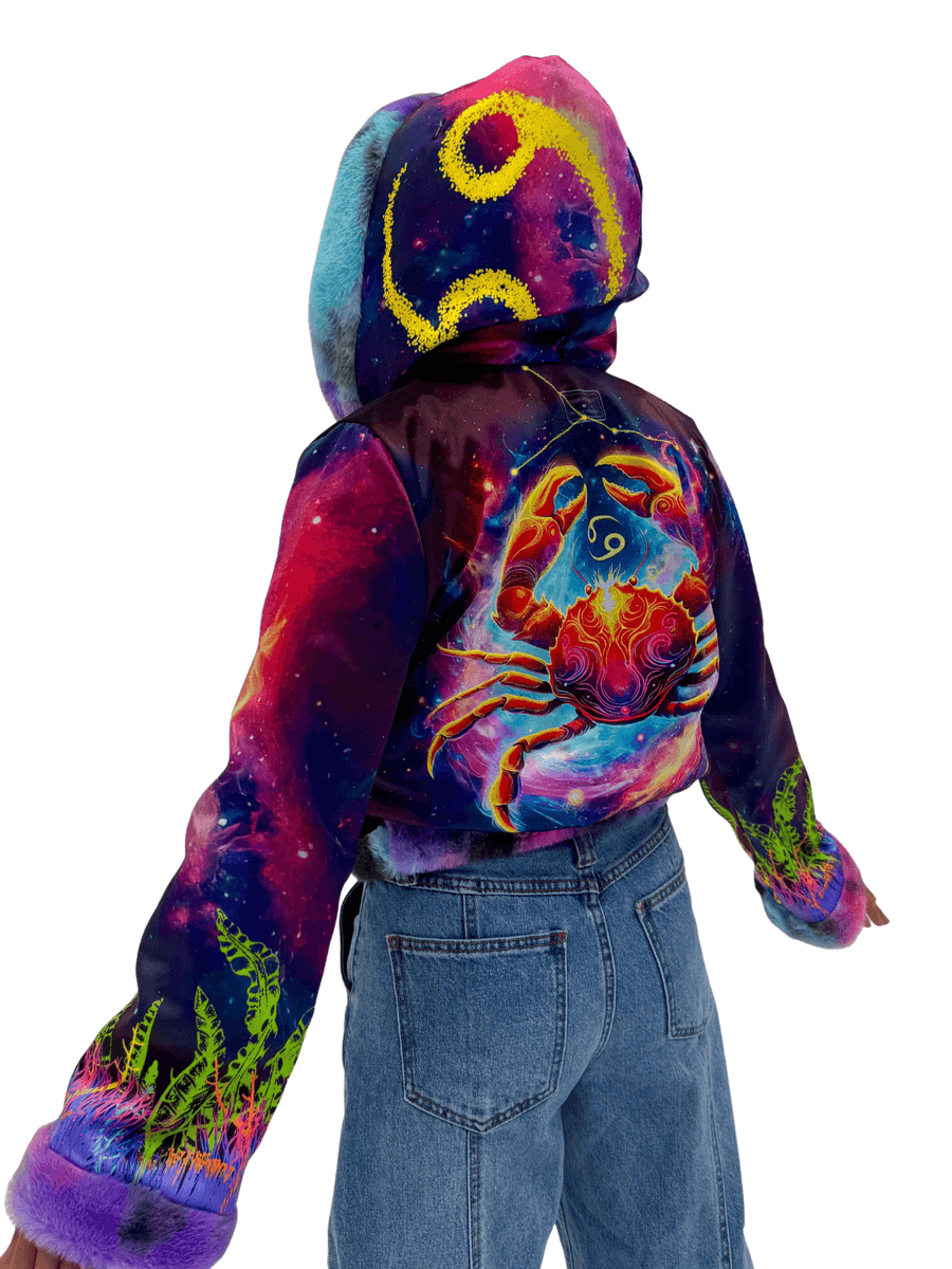 Zodiac Dreams ♋️ Cancer Reversible Faux Fur Jacket