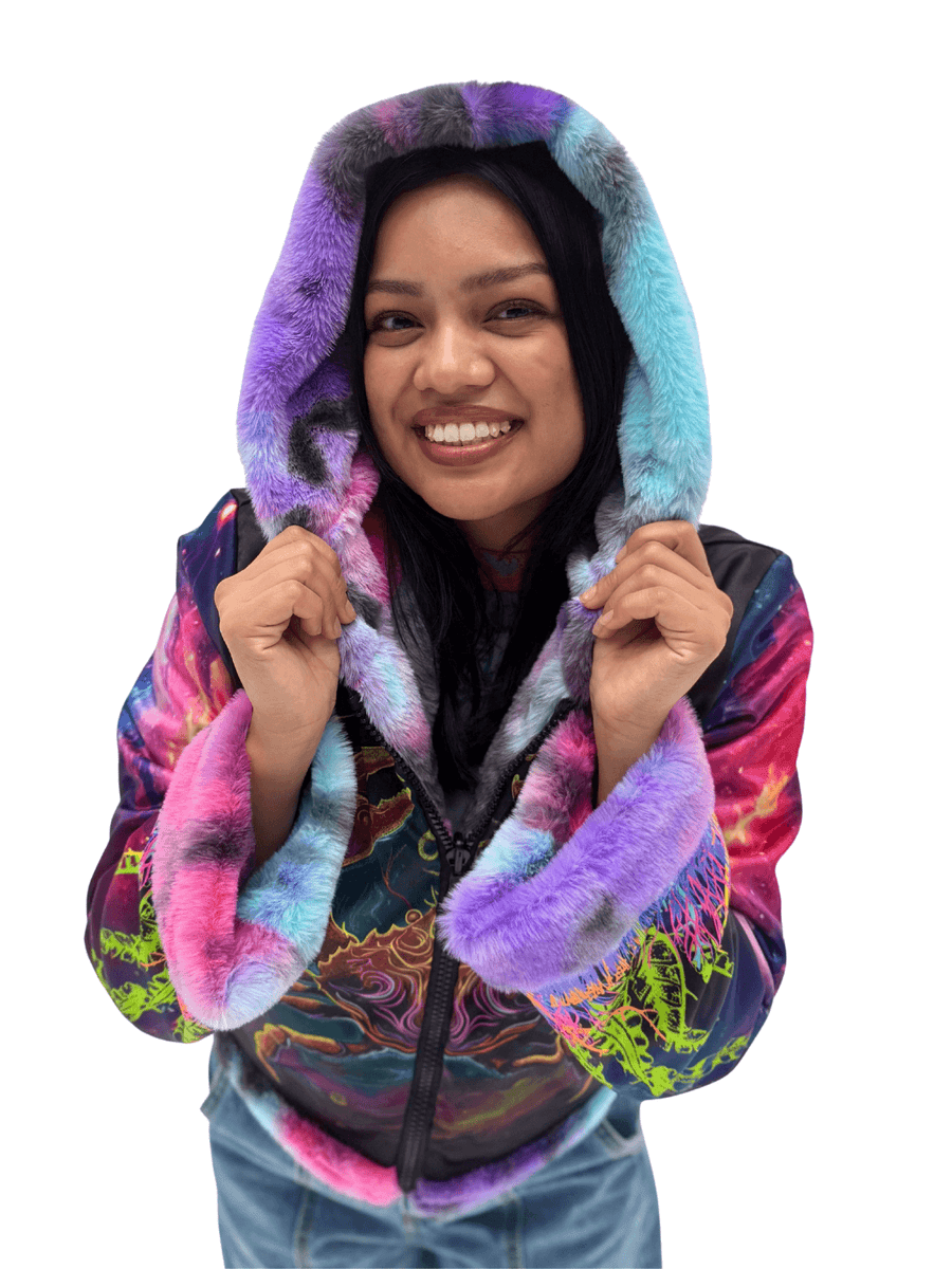 Zodiac Dreams ♋️ Cancer Reversible Faux Fur Jacket