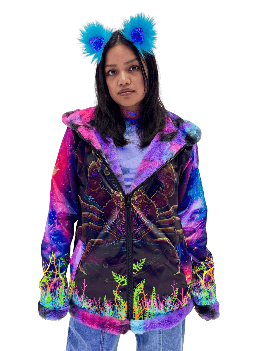 Zodiac Dreams ♋️ Cancer Reversible Faux Fur Jacket