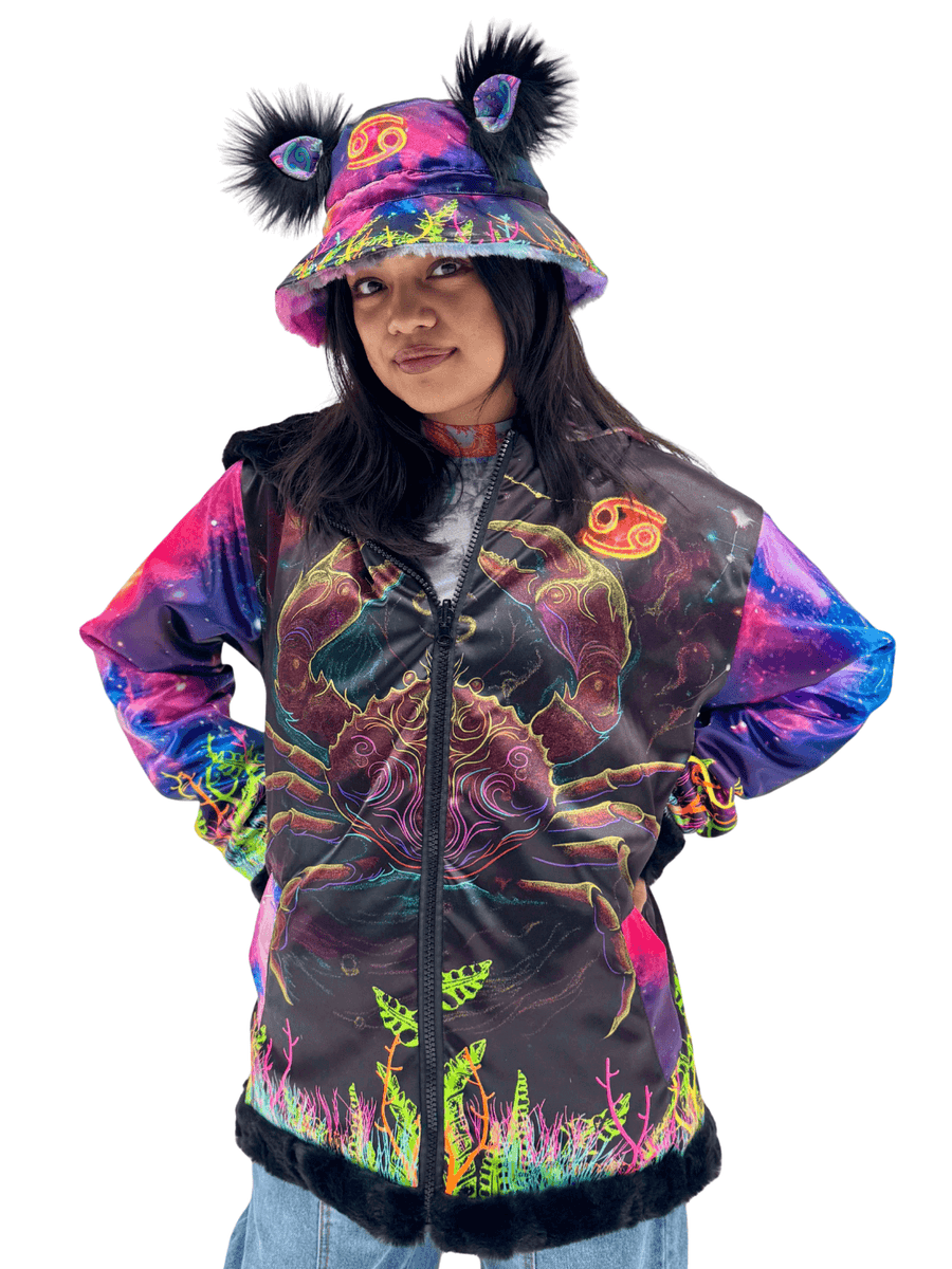 Zodiac Dreams ♋️ Cancer Reversible Faux Fur Jacket