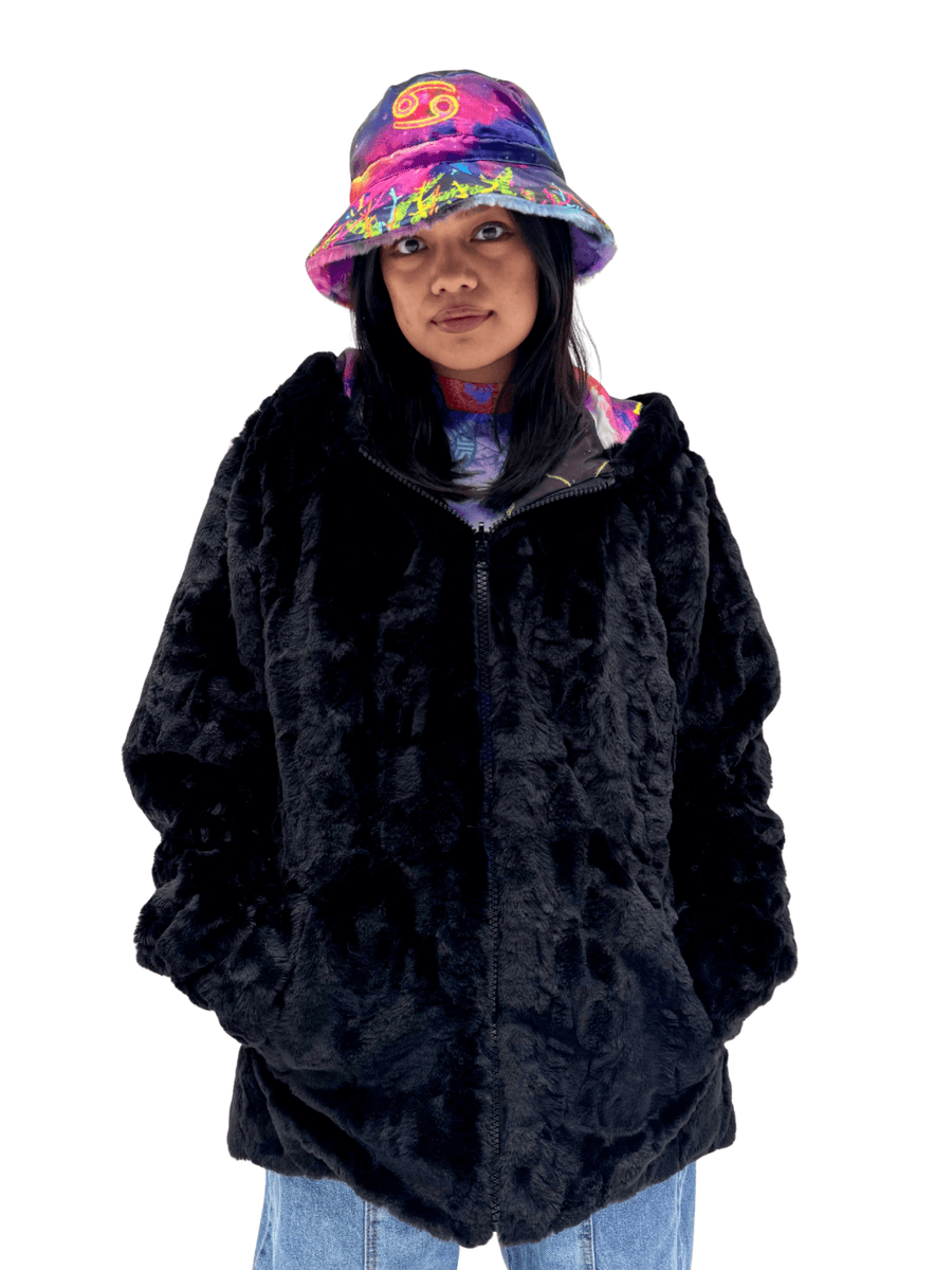 Zodiac Dreams ♋️ Cancer Reversible Faux Fur Jacket