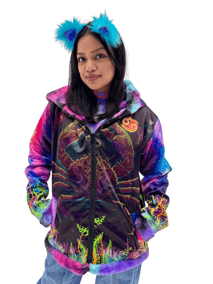 Zodiac Dreams ♋️ Cancer Reversible Faux Fur Jacket