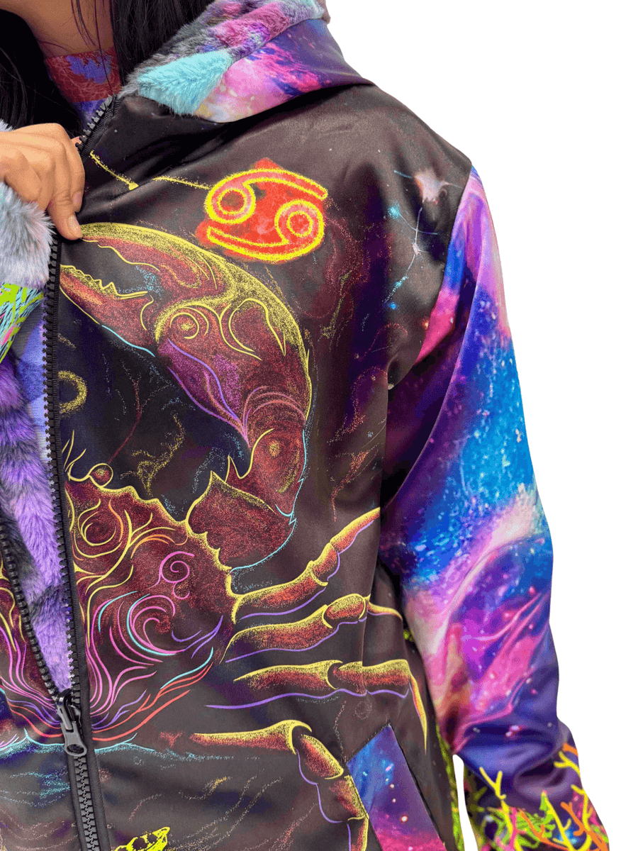 Zodiac Dreams ♋️ Cancer Reversible Faux Fur Jacket