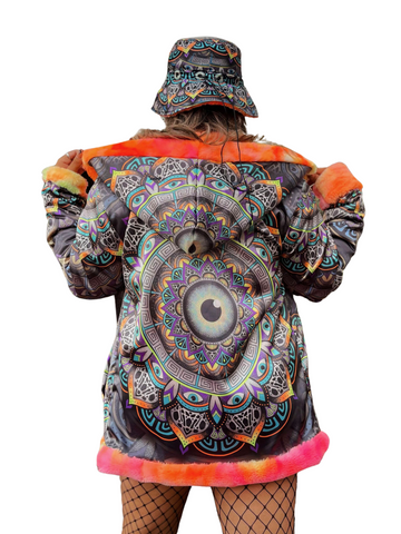 Wildcat Mandala Reversible Faux Fur Jacket