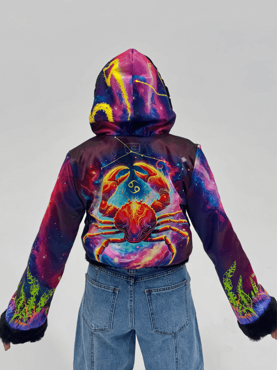 Zodiac Dreams ♋️ Cancer Reversible Faux Fur Jacket