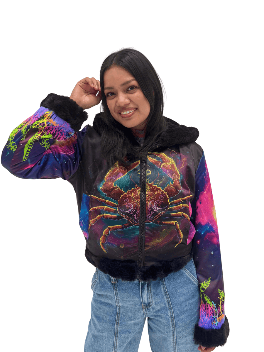 Zodiac Dreams ♋️ Cancer Reversible Faux Fur Jacket