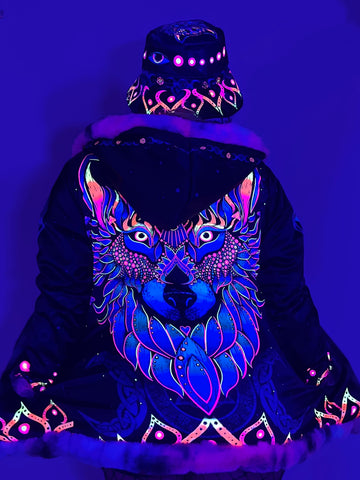 Galaxy Wolf Reversible Faux Fur Jacket