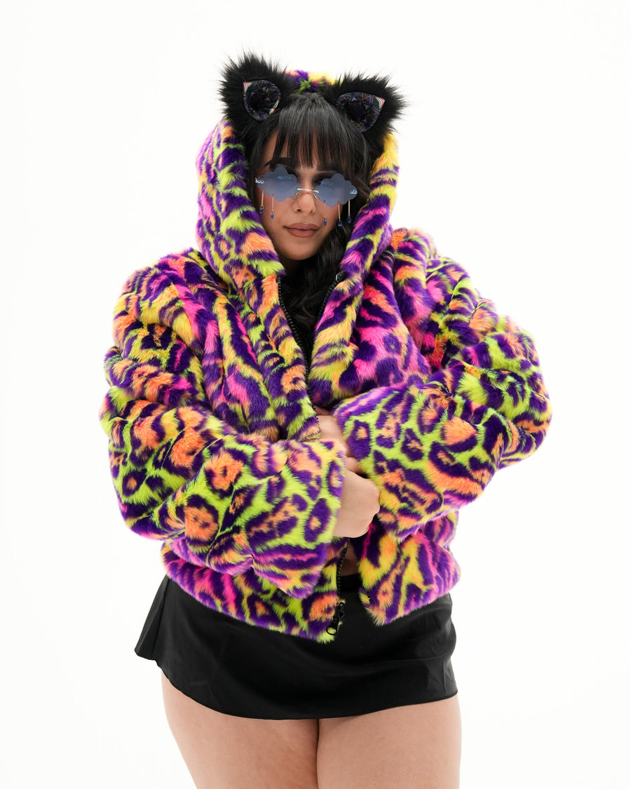 Psychedelic Kaleidodope Reversible Faux Fur Jacket