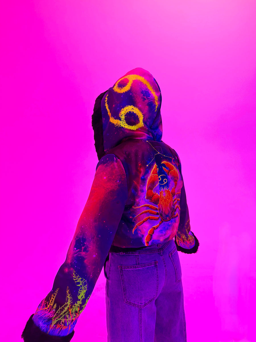 Zodiac Dreams ♋️ Cancer Reversible Faux Fur Jacket