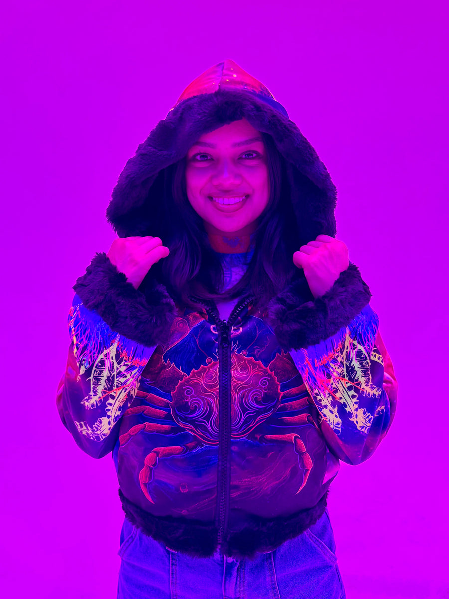 Zodiac Dreams ♋️ Cancer Reversible Faux Fur Jacket