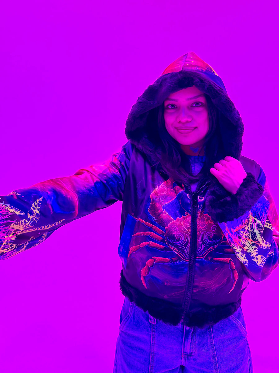 Zodiac Dreams ♋️ Cancer Reversible Faux Fur Jacket