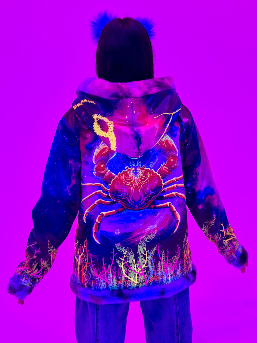 Zodiac Dreams ♋️ Cancer Reversible Faux Fur Jacket