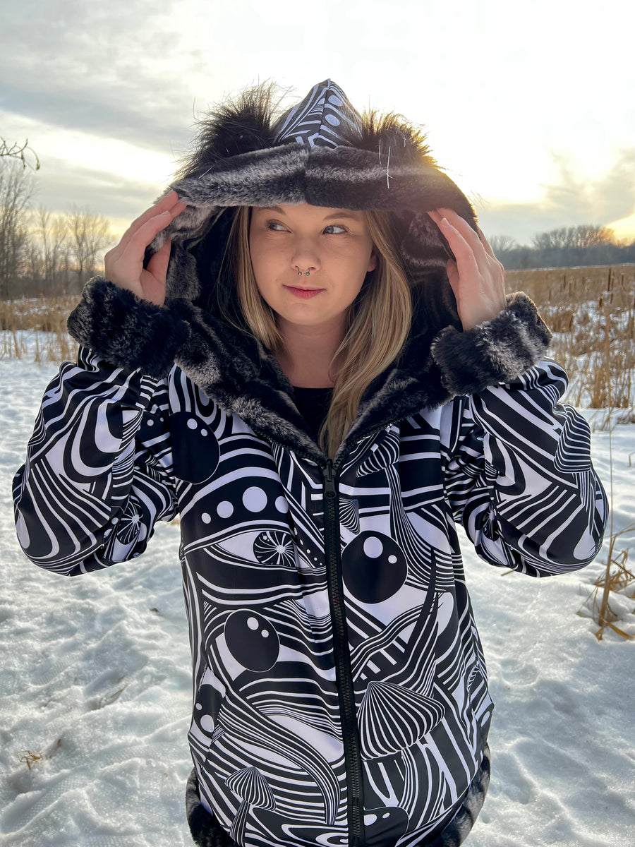 Monochrome Mix Reversible Faux Fur Jacket