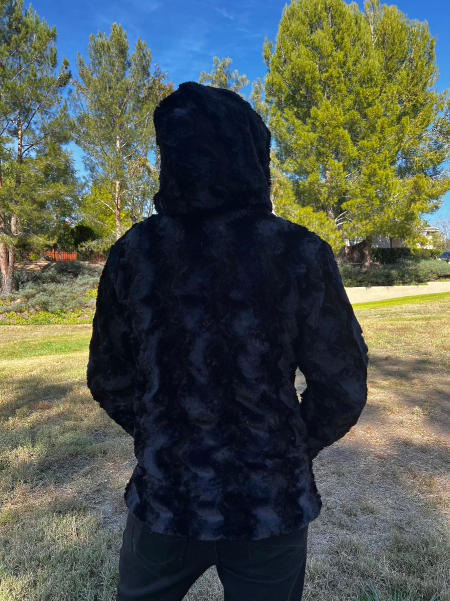 Black Nine Tails Reversible Faux Fur Jacket