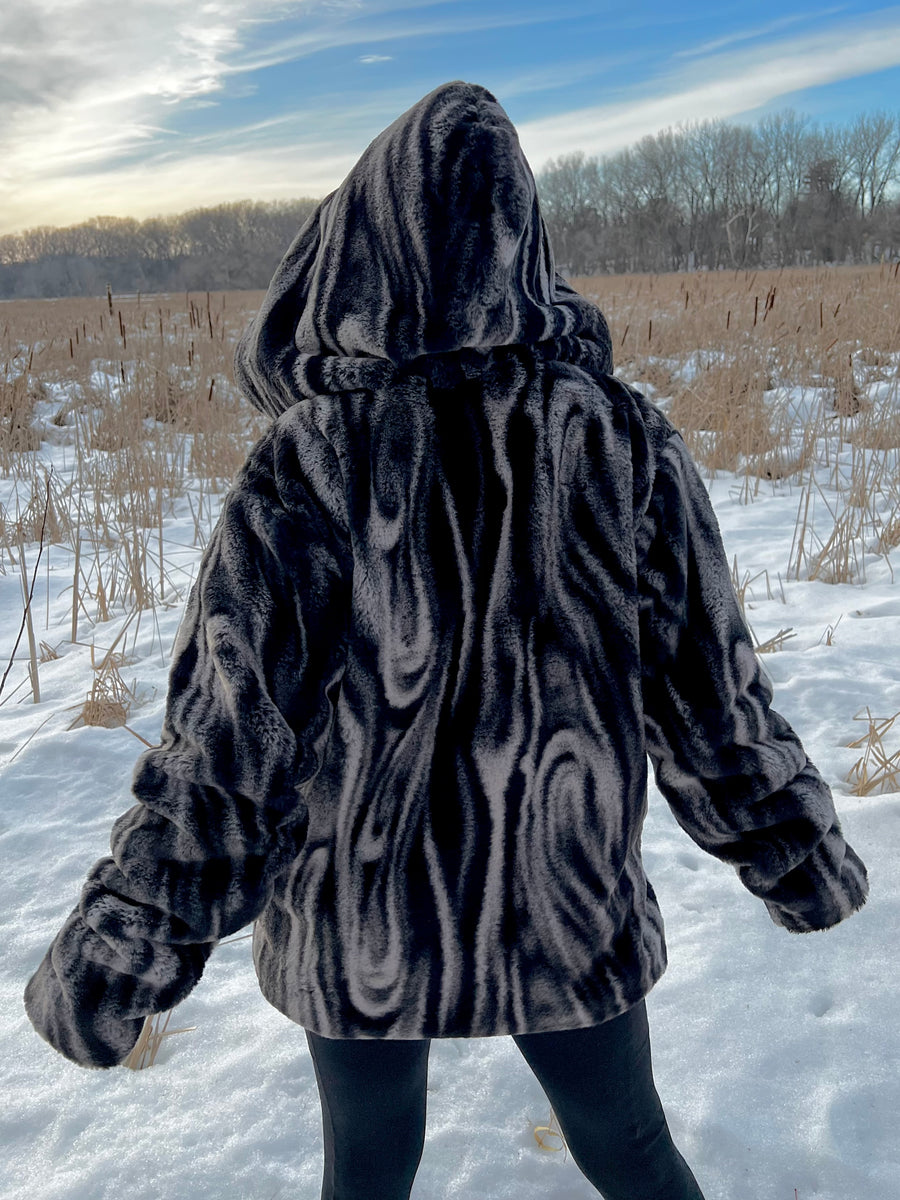 Monochrome Mix Reversible Faux Fur Jacket
